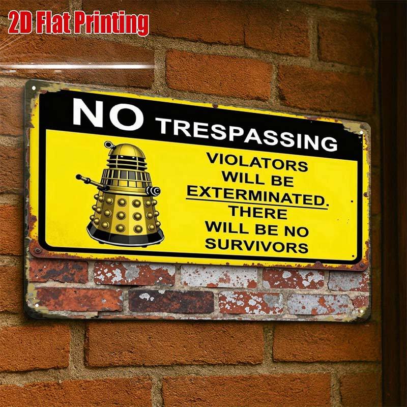 TEMU 2d Flat, 2d Flat1pcs, No Trespassing Sign Creative Tin Sign -8x12 Wall Art Gift For Decor|iron Construction, Metal Wall Art Decor, 2d Flat