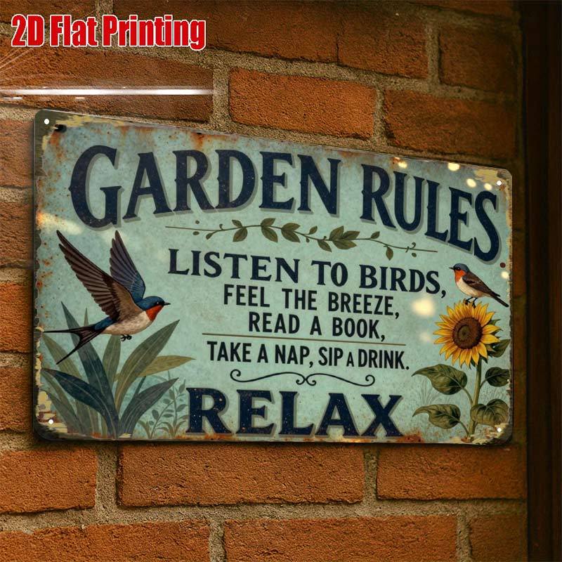 TEMU 2d Flat, 2d Flat1pcs,vintage Garden Rules Metal Sign Decor Creative Tin Sign -8x12 Wall Art Gift For Decor|iron Construction, Metal Wall Art