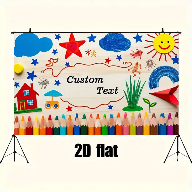 TEMU 2d Flat, 2d Flat, Custom 2d Flat Banner, Polyester Nordic Style Cartoon Pattern Decorative Banner, Thickened And Wear-resistant, Suitable For