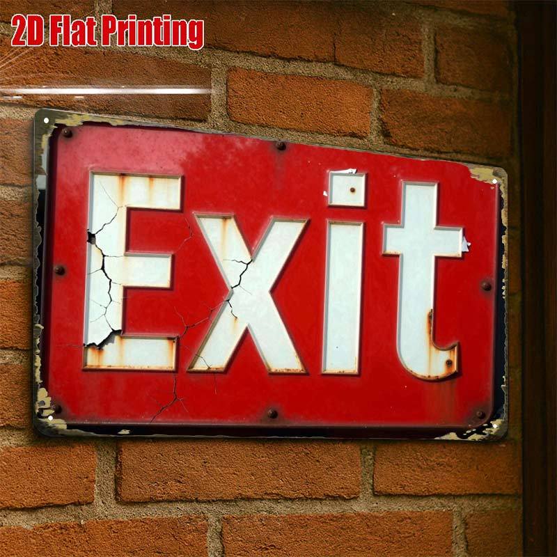 TEMU 2d Flat - 2d Flat1pc, Exit Sign Decor Creative Tin Sign -8x12 Wall Art Gift For Decor|iron Construction, Metal Wall Art Decor