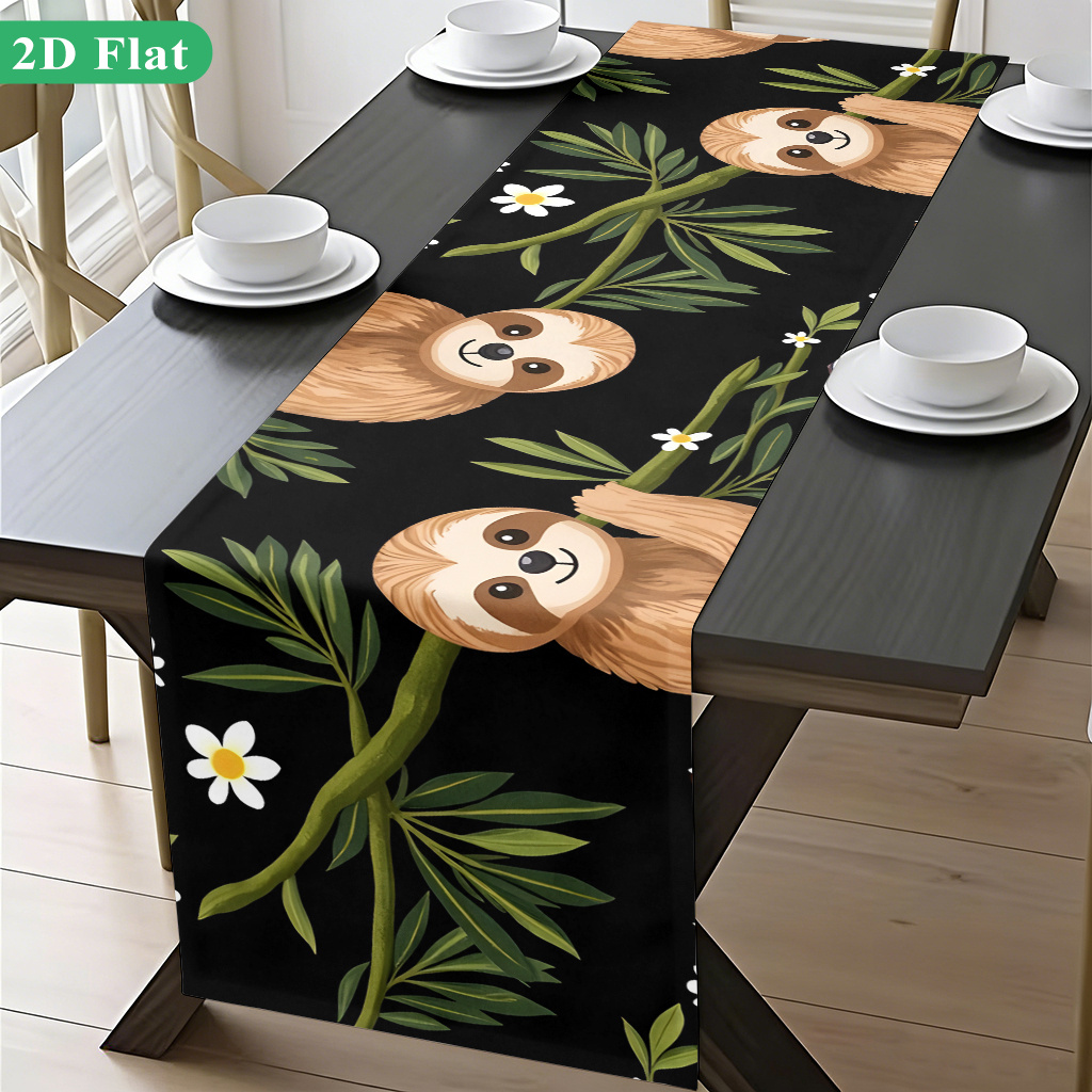 TEMU 2d Flat 1pc, Hanging On Branches, Printed Table Runner, Decorative Polyester Rectangular Tablecloth For Indoor/outdoor Use, Suitable For