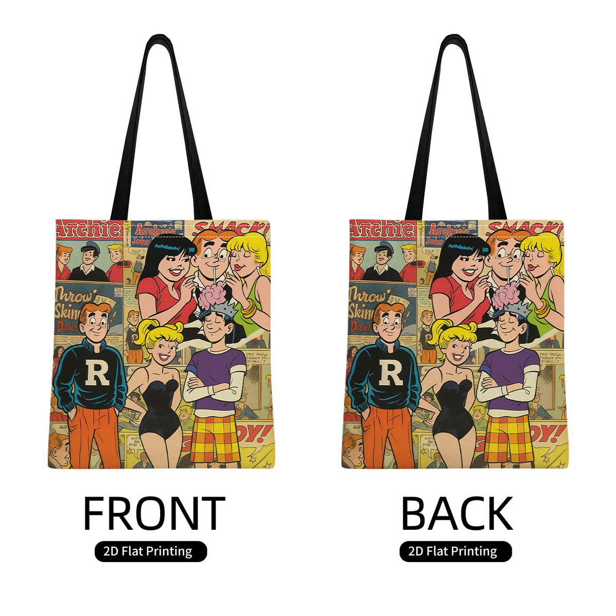 TEMU 1pc Sac à bandoulière style livre de bande dessinée, , motif imprimé 2D, grande capacité, sac à bandoulière durable et réutilisable, poignées