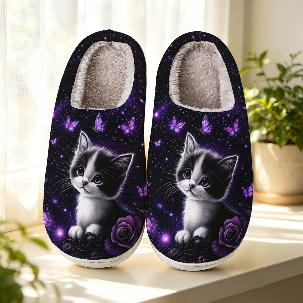 TEMU Starry Rose Print Women's Fashion Elegant Slippers, Unisex, Family Essential Gift, Couple Slippers, Comfortable Skin-friendly Slippers, Unique