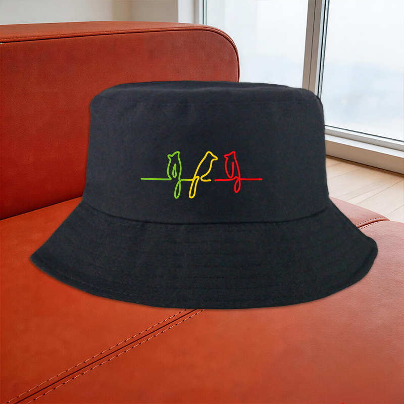 TEMU 1pc, 3 Little Birds Pattern Print Fisherman Hat, Red Gradient Couple Fisherman Hat, Suitable For Casual Wear, Holiday Gifts, Daily Additions,