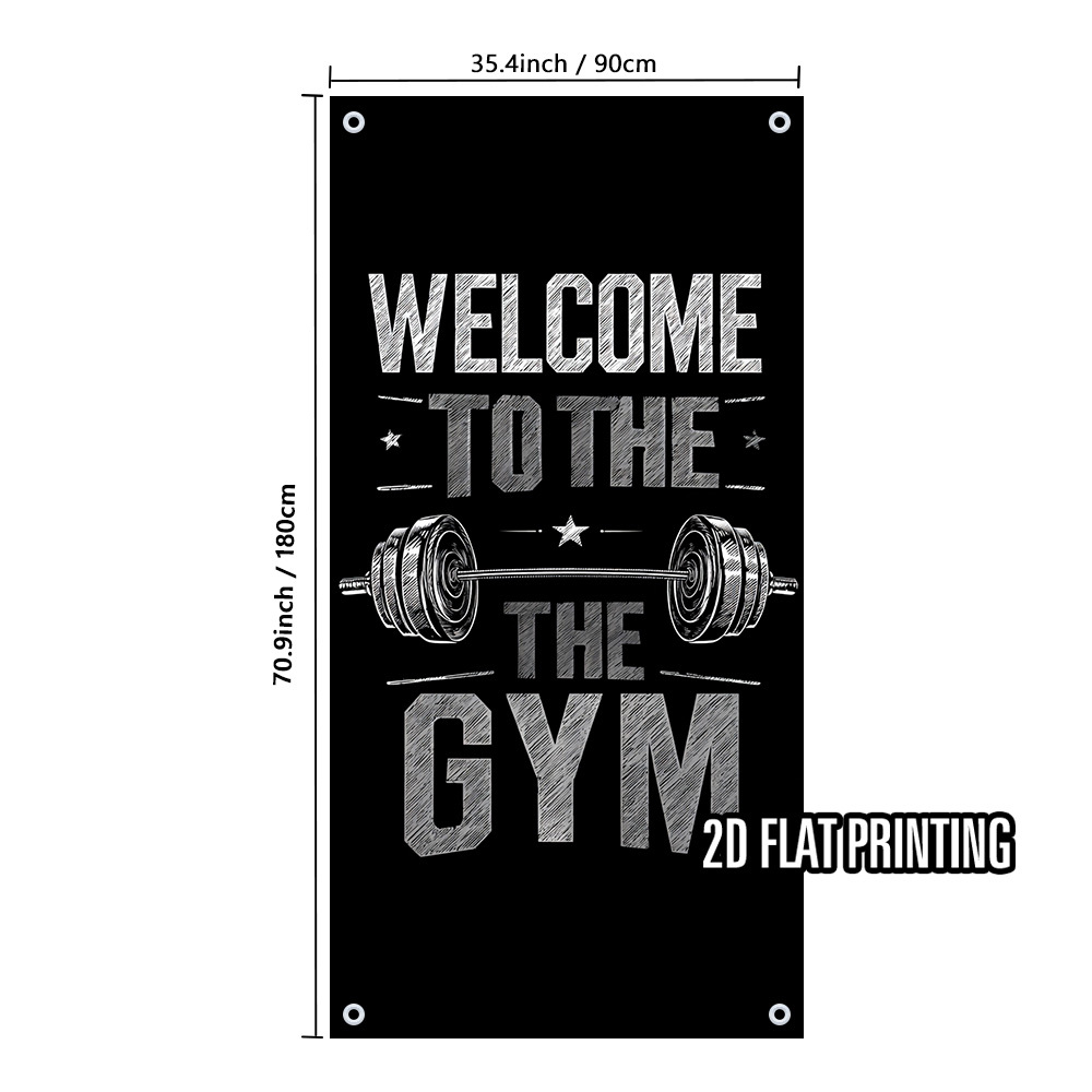 TEMU 2d Flat, 2d Door Banner, 1pc Welcome To Barbell Door Cover Suitable For Parties, Reusable Indoor/outdoor Decoration With Barbell, Fits Standard
