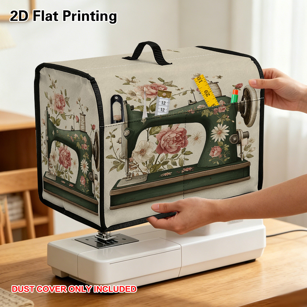 item picture 1pc vintage sewing machine dust cover with   suitable for machine storage durable protective case with closure easy   for craft room fits most sewing machines   included 2d flat sewing storage