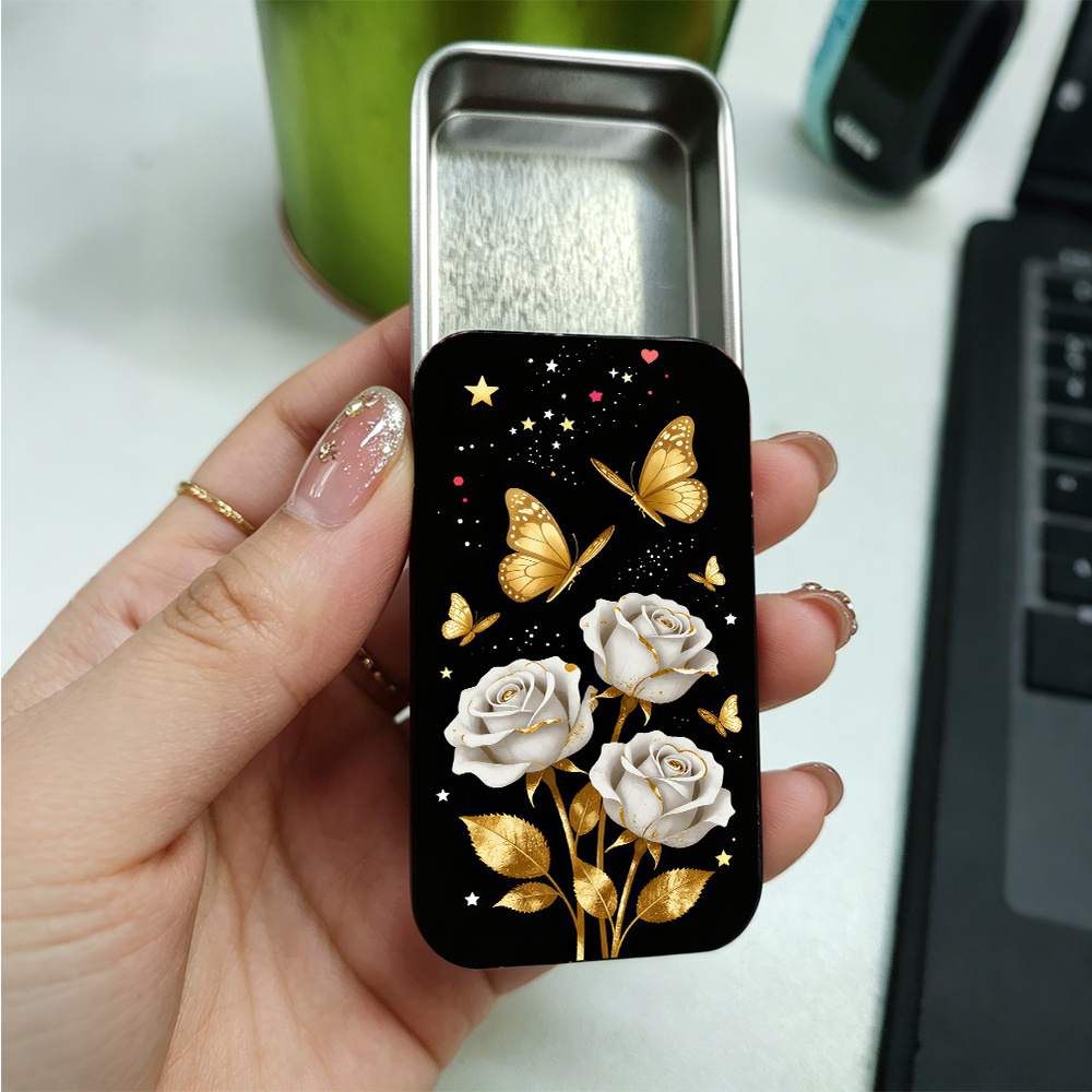 TEMU Retro Sliding Storage Box, Nostalgic Metal Tin, Portable High-grade Organizer, Multifunctional Decorative Gift Box For Easter Christmas