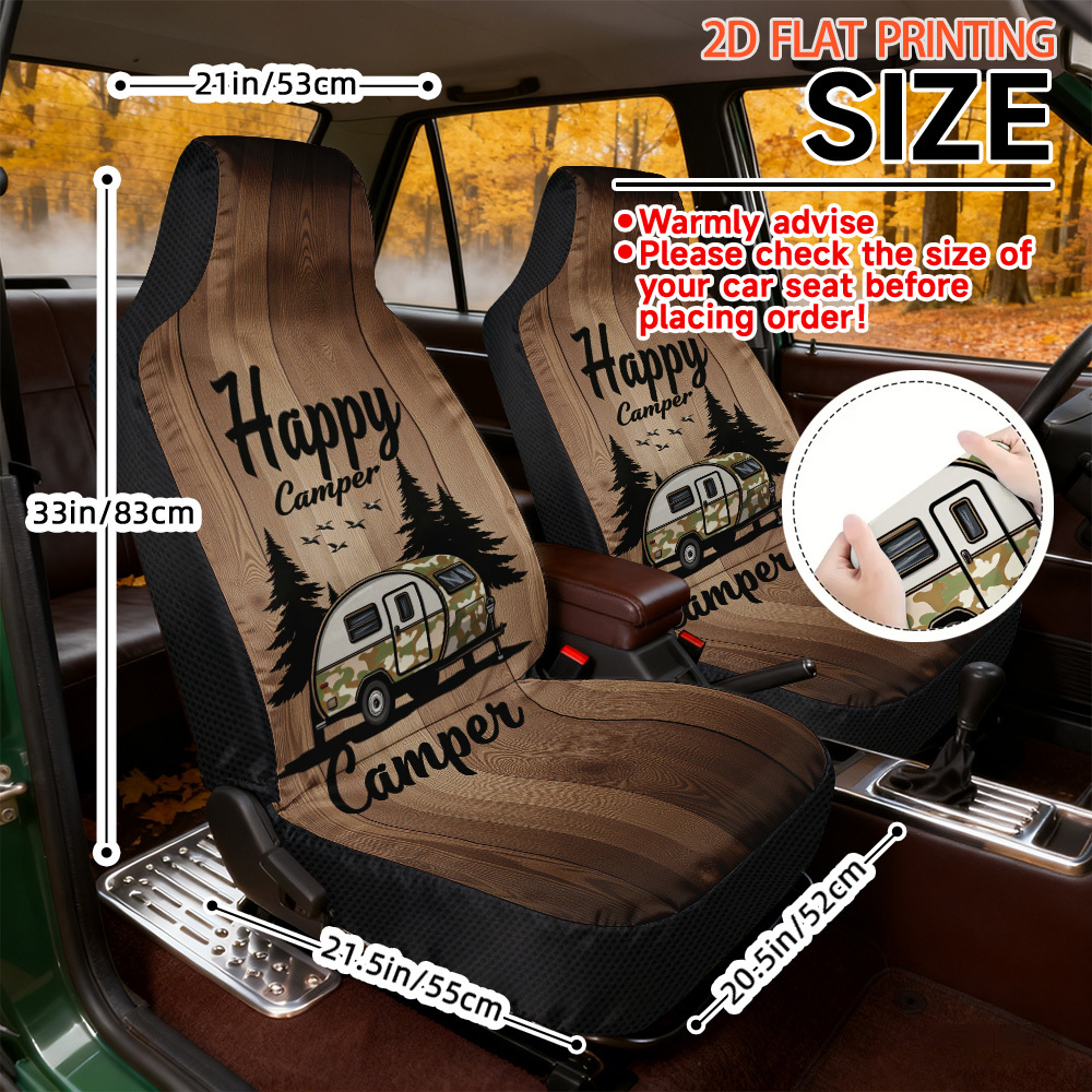 TEMU 2d Flat Printing, 2pcs Print Car Seat Covers, Universal Fit For Cars, Suvs, Trucks, Front Seat Covers For Women And Men, Washable, Foldable, ,