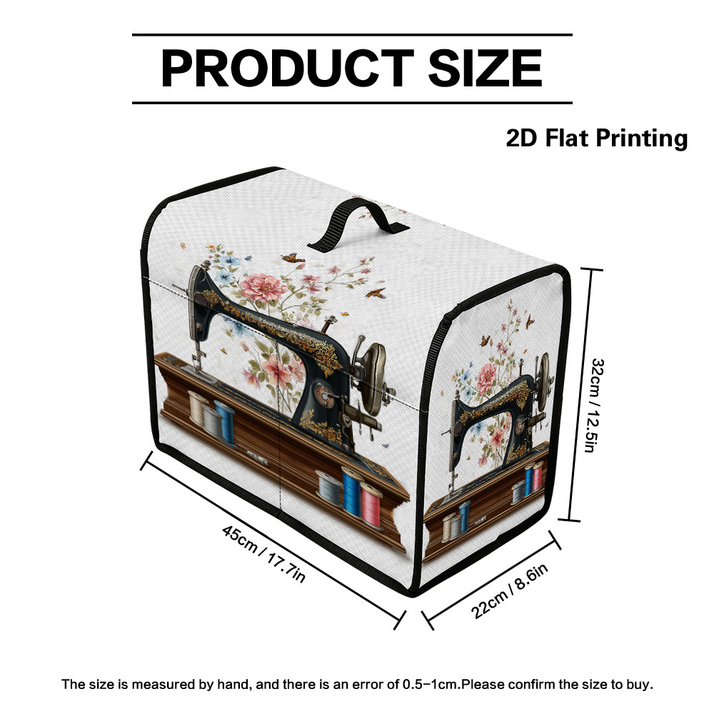 TEMU Copertura per macchina da cucire 2D piatta da 1 pezzo con design a macchina da cucire vintage, custodia durevole a di , organizzatore per cucito