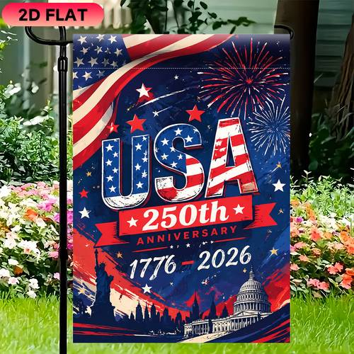 2d flat 2d flat garden flag 1pc commemorating the 250th anniversary of american made of durable polyester suitable for garden lawn yard home outdoor and beach decorative flags summer holiday celebration decorative flag