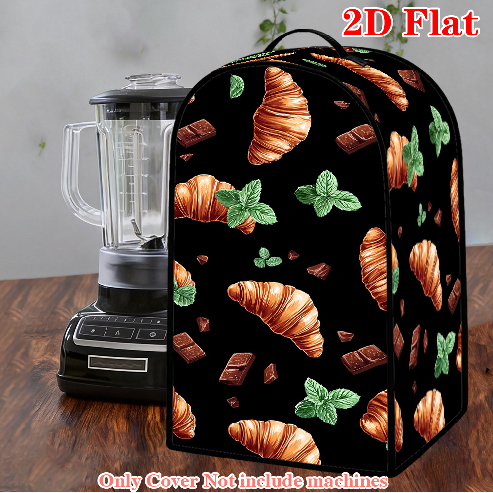 2D Flat, 1pc Croissants Mint Leaves Chocolate Pattern Blender Cover, Mother'S Day Gift Food Mixer Cover with Top Handle, Easy to Clean, Decorative for Coffee Makers And Food Processors, Catering to Women'S Tastes, Perfect Mother'S Day Gift