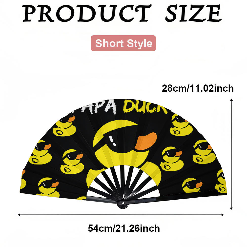 TEMU 1pc Women's Folding Fan, Rubber Duck In The Dark Fashion Folding Fan, Summer Folding Fan, Holiday Gift, Birthday Gift Folding Fan, Party Folding