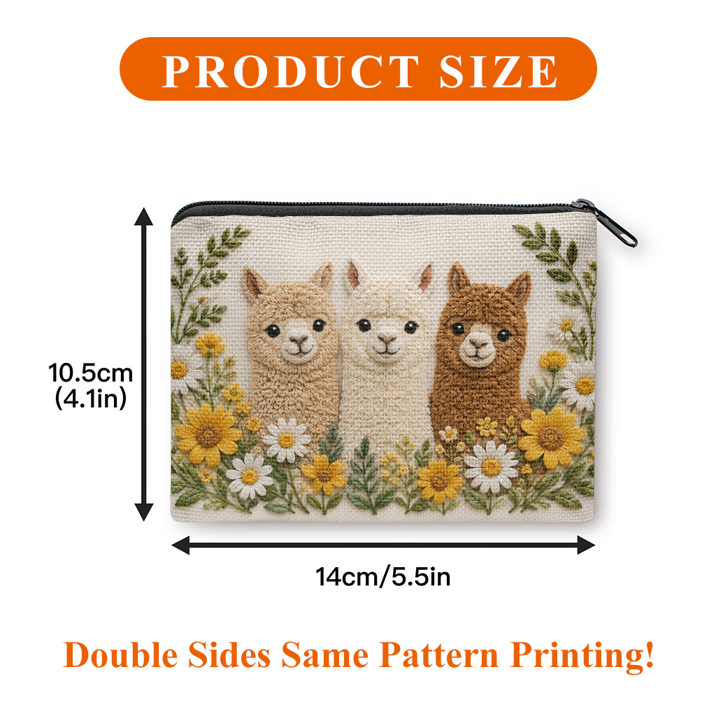 TEMU Coin Purse, Smiling With Flowers Double-sided Printed Coin Purse, Portable Zipper Storage Pouch For Small Items, Multi-use Clutch Bag,