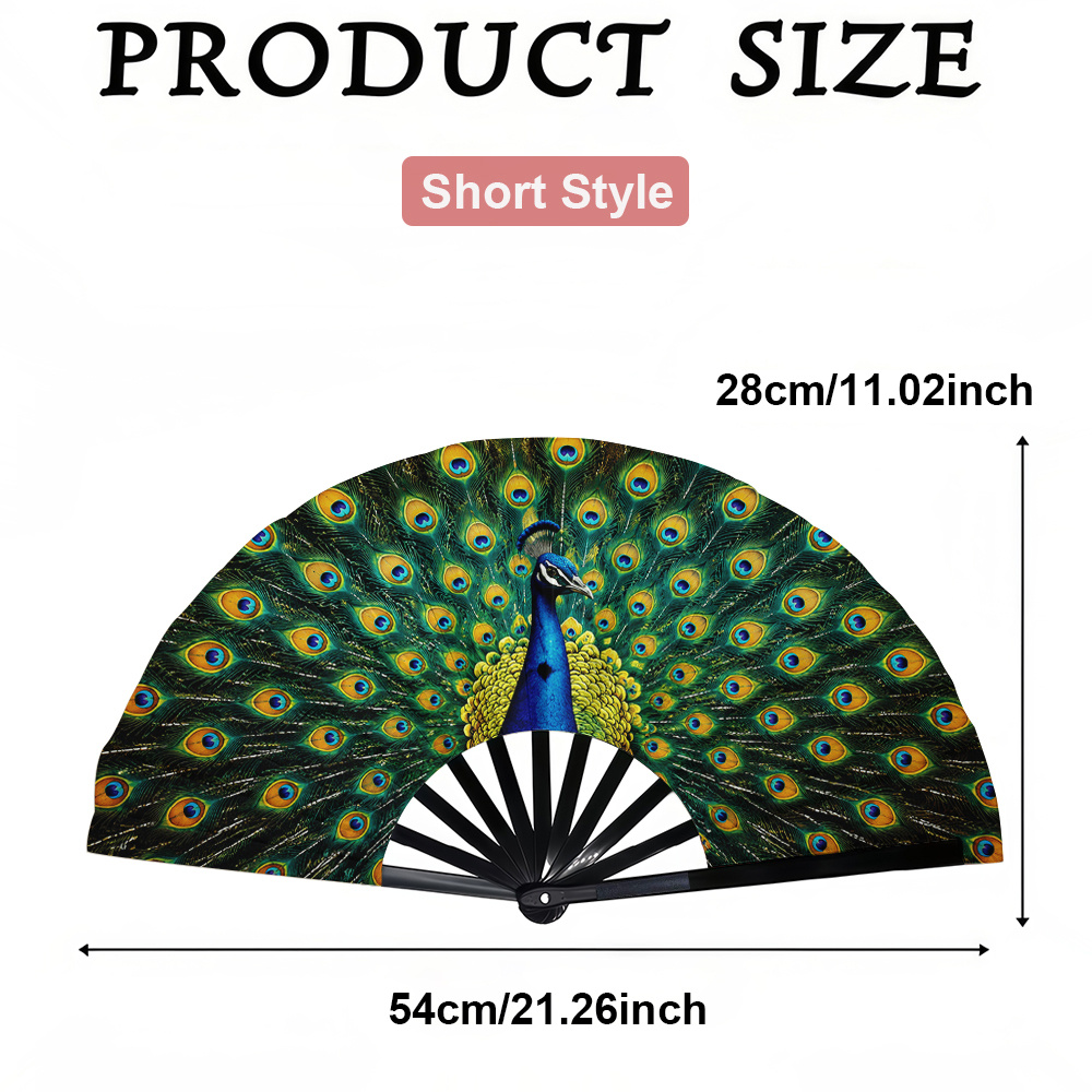 TEMU 1pc Women's Folding Fan, Exquisite Peacock Fashion Folding Fan When Open, Summer Folding Fan, Holiday Gift, Birthday Gift Folding Fan, Party