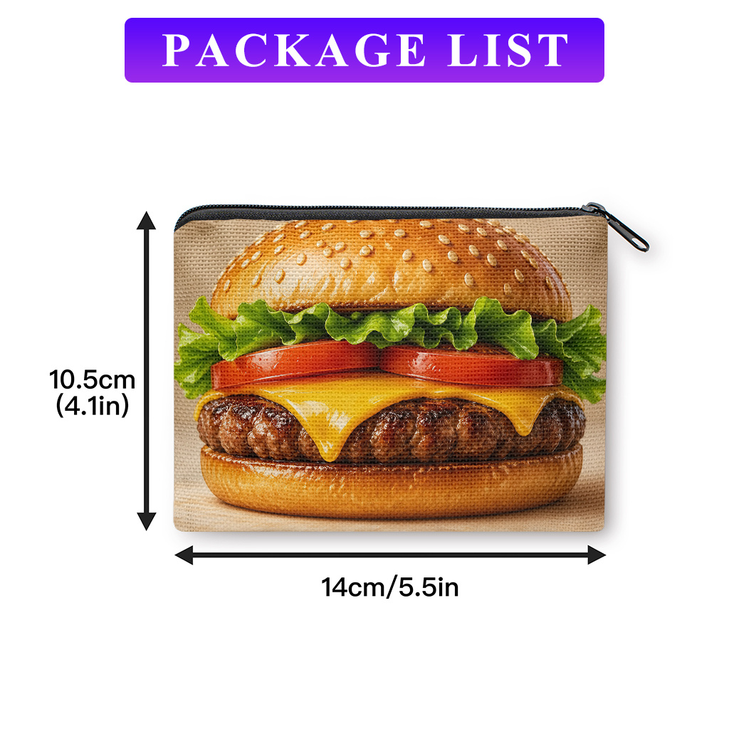 TEMU 【商品名】コインパース、チーズバーガー（レタス入り） - 素材：ダブル、コンパクトで持ち運び可能なコイン収納。鍵の収納にも最適。実用的なコイン。クリスマス、母の日などのギフトに最適。