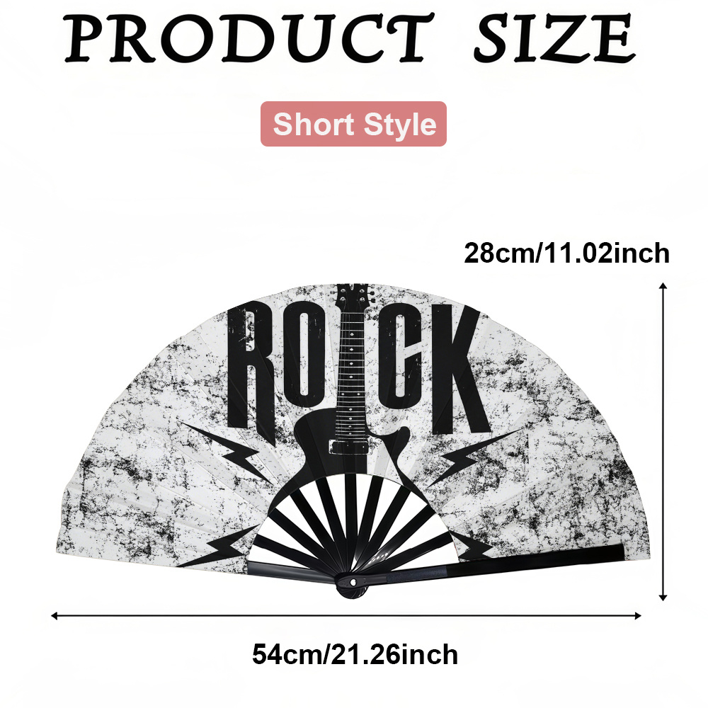 TEMU 1pc Éventail Pliant pour Femmes, Éventail à Main avec Impression Guitare , Éventail Pliant Tendance, Couverture Tendance pour et Festivals de