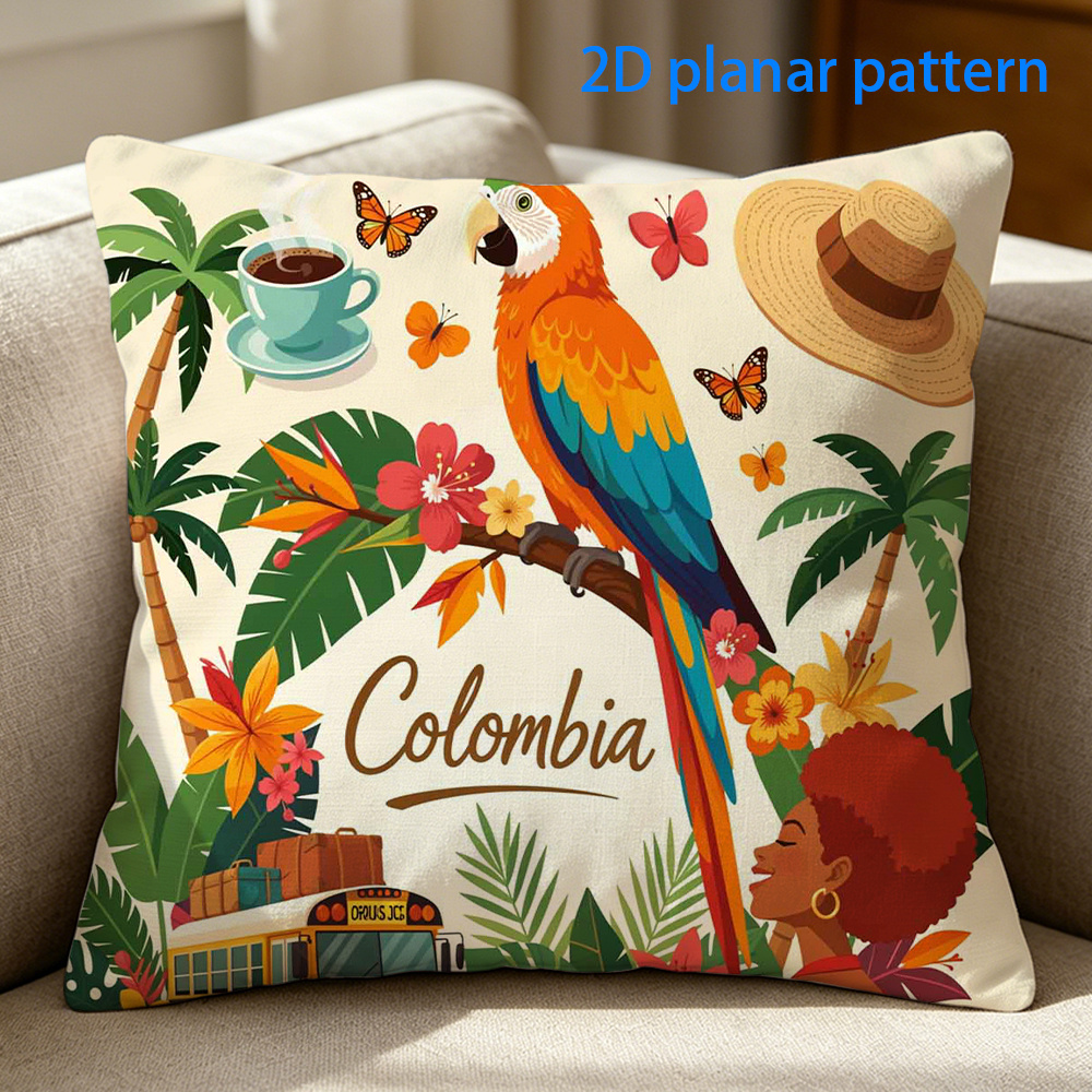 TEMU 1 stuk Colombia-thema sierkussenhoes geschikt voor decor & reiskussen, stoelkussenhoes met rits en Colombiaanse print, machinewasbare hoes voor