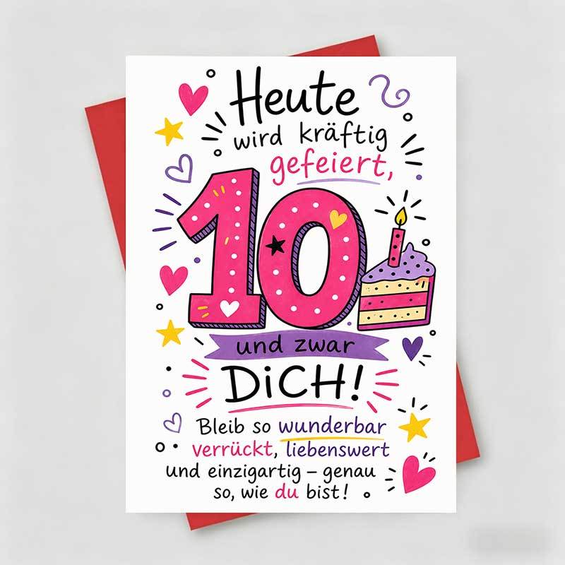 TEMU 1 Greeting Card + 1 Envelope Birthday Greeting Card, Featuring A Vibrant And A Illustration With Text, Suitable For , Birthday Modern Artistic