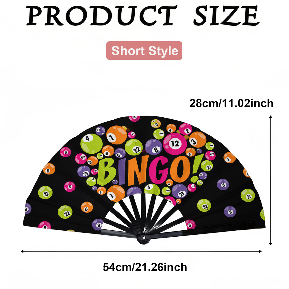 TEMU A Ladies Folding Fan, Bingo Love Colorful Ball Pattern Fashion Folding Fan, Summer Folding Fan, Holiday Gift, Birthday Gift Folding Fan, Party