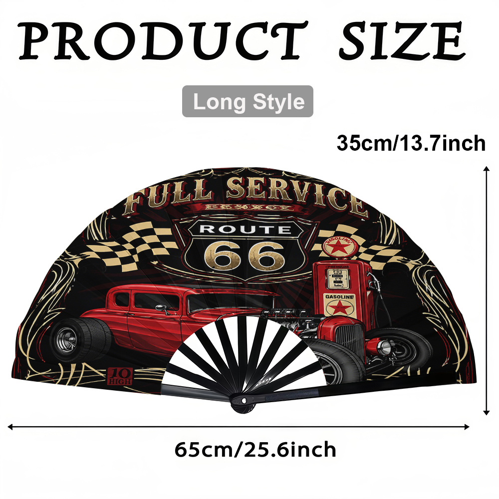TEMU 1pc Women's Folding Fan, Retro Car Graphic Fashion Folding Fan, Summer Folding Fan, Holiday Gift, Birthday Gift Folding Fan, Party Folding Fan,