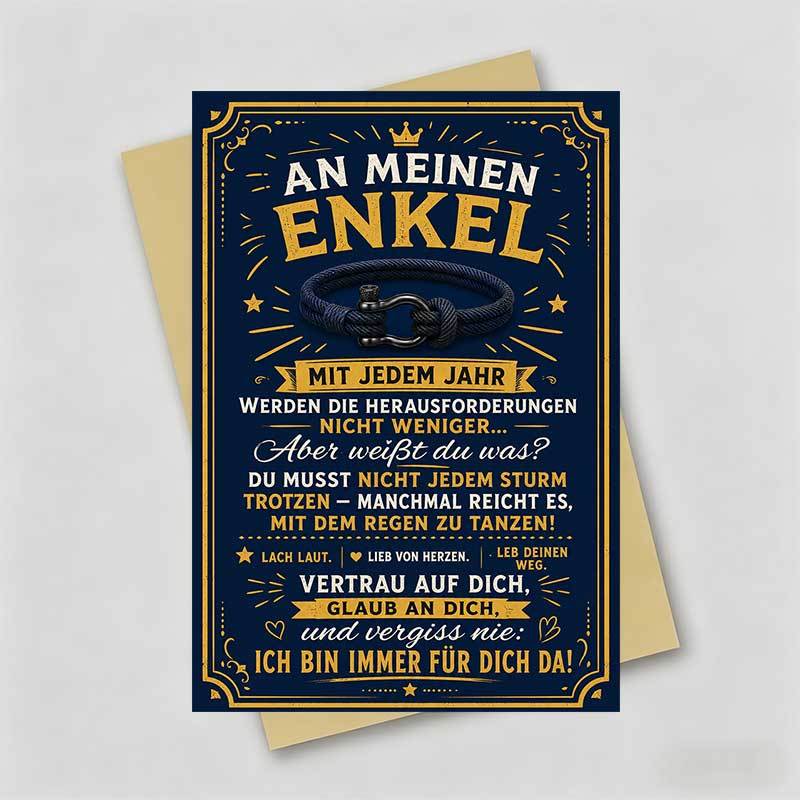 TEMU 1 Greeting Card And 1 Envelope Inspirational Birthday Greeting Card, Featuring A Rope Bracelet Design With Encouraging German Text Suitable For