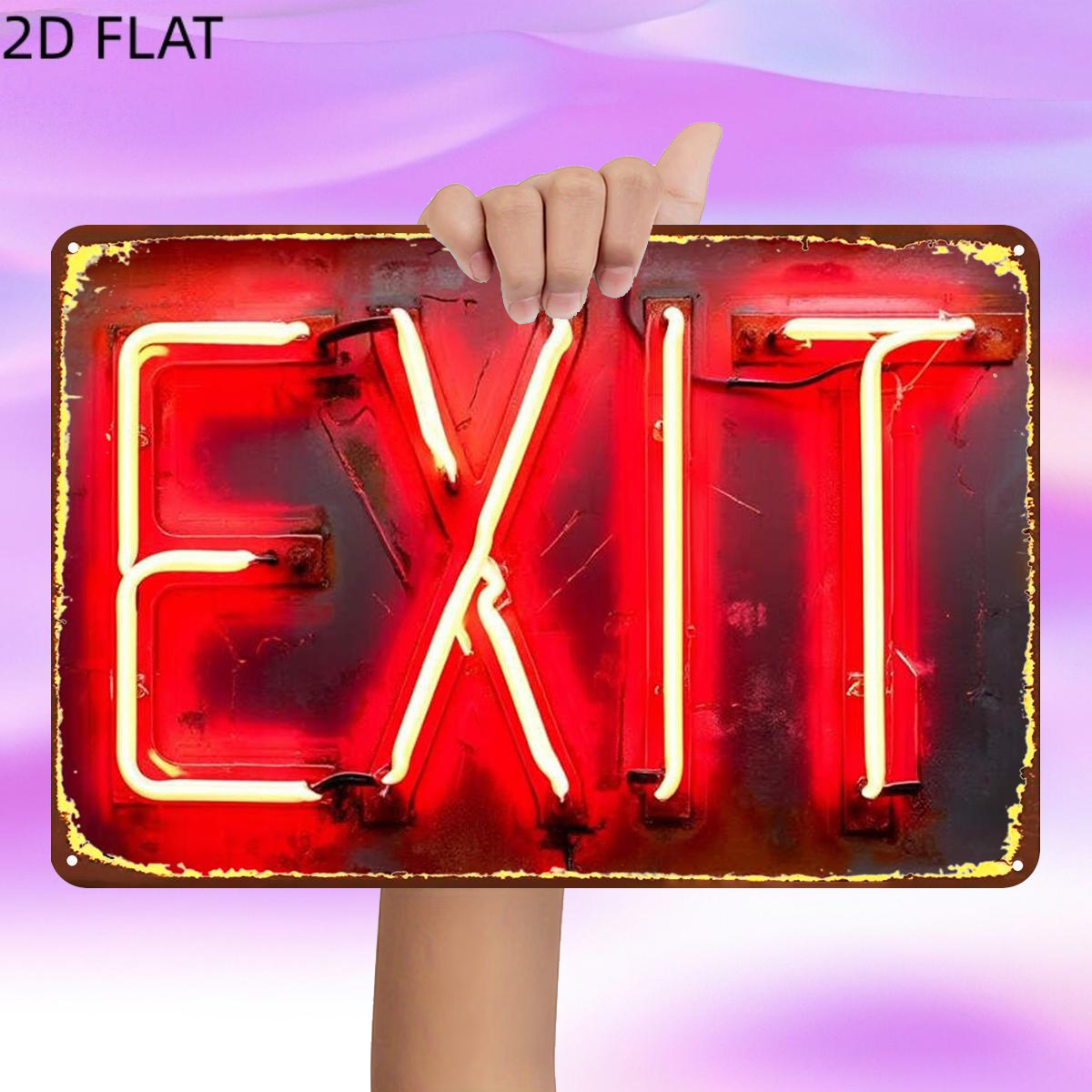 TEMU 2d Flat, 2d Flat,1pc,retrored Neon Glowing In The Iron Sign, Pre-drilled Holes, Suitable For Indoor, Garden,outdoor, Home, Office, Toilet