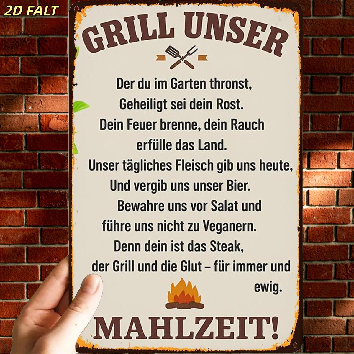 Image of 2d Flat, 2d Flat,1pc, Interesting Retro Grill Sign Vintage Stylemetal Iron Sign, Pre-drilled Holes, Suitable For Indoor, Garden,outdoor, Home, Office, Toilet Decoration, 2d Flat