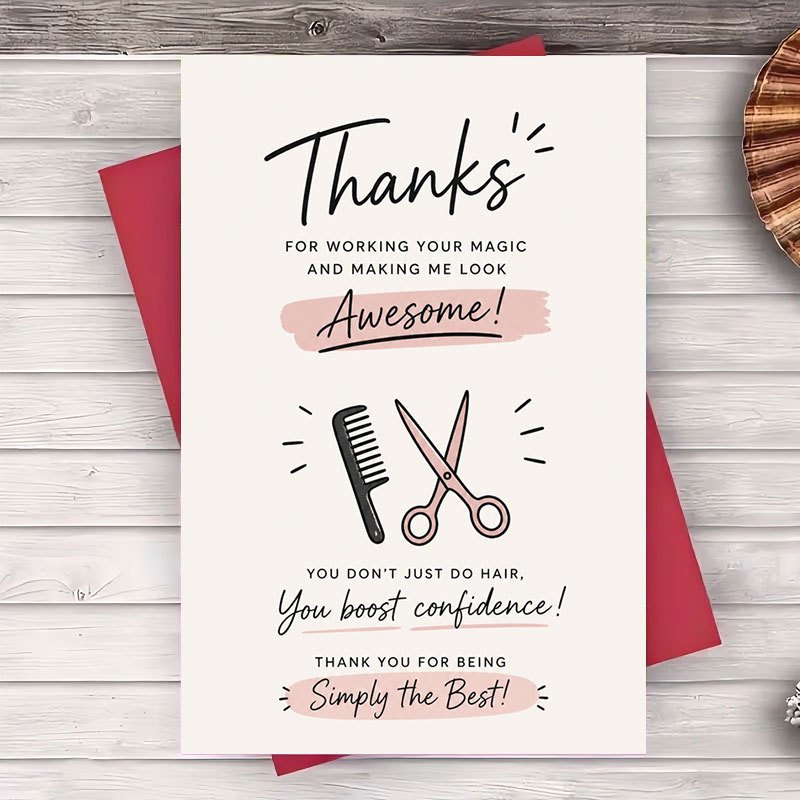 TEMU 1 Envelope And 1 Greeting Card Thank You Card For Hairdresser Hairstylist Salon Appreciation Gift For Women And Men