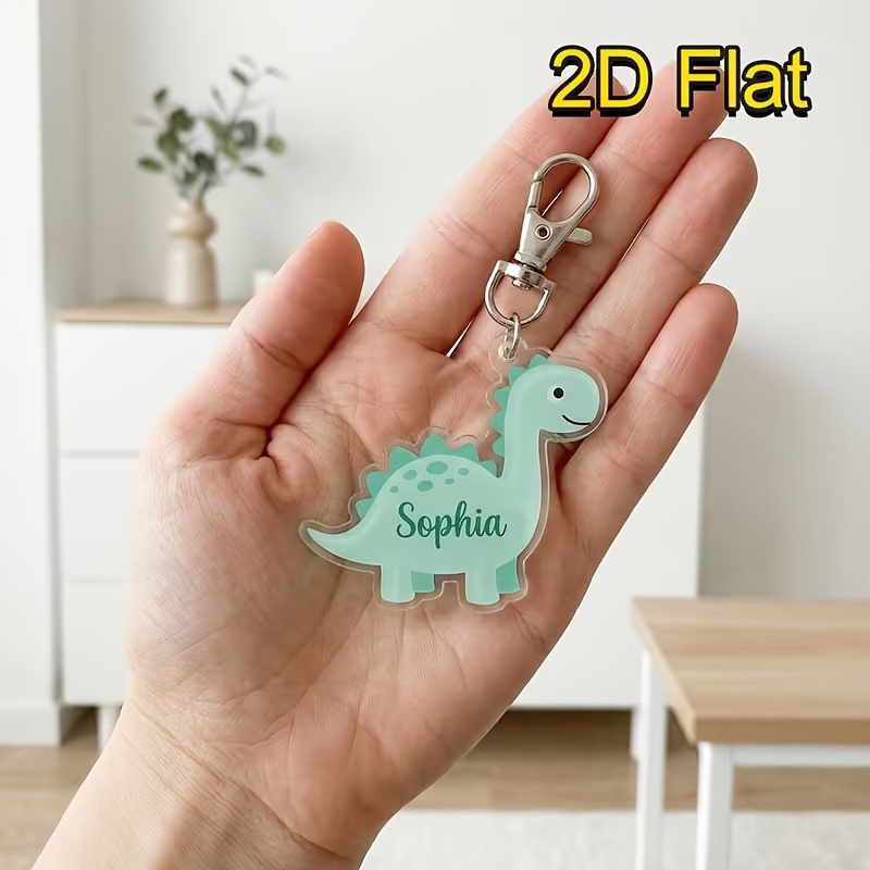 TEMU 2D Flat - Llavero acrílico personalizado 2Dflat, llavero de dinosaurio acrílico súper lindo y divertido, personalizable, adorno para mochila y