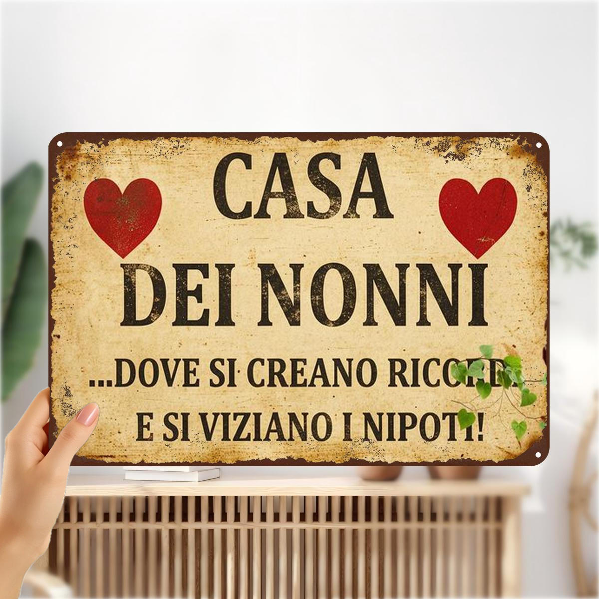 TEMU 2D Piatto 1 pz, "Insegna Vintage in Metallo 'Casa Dei Nonni' - Decorazioni Affascinanti per la Casa di per la Casa dei Nonni" 8�12 Pollici