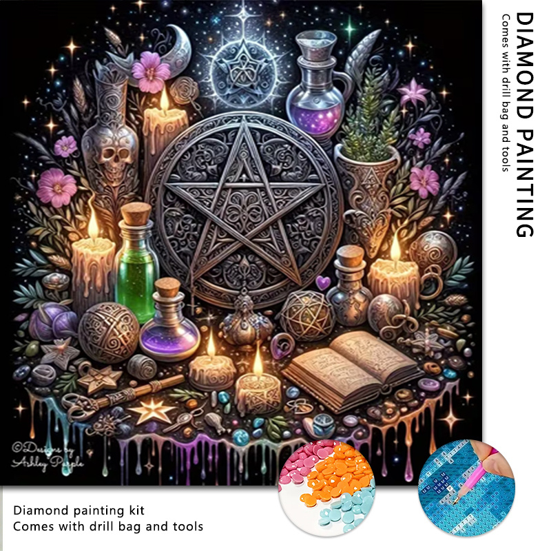 TEMU 1 Set Latest Mysterious Magic Pattern 5d Diamond Painting Kit, Large Size Adult 5d Diamond Painting Set, Suitable For Beginners' Round Diamond
