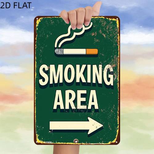 2d flat 1pc retro smoking area zone for smokers metal iron sign pre drilled holes suitable for indoor garden outdoor home office toilet decoration 2d flat