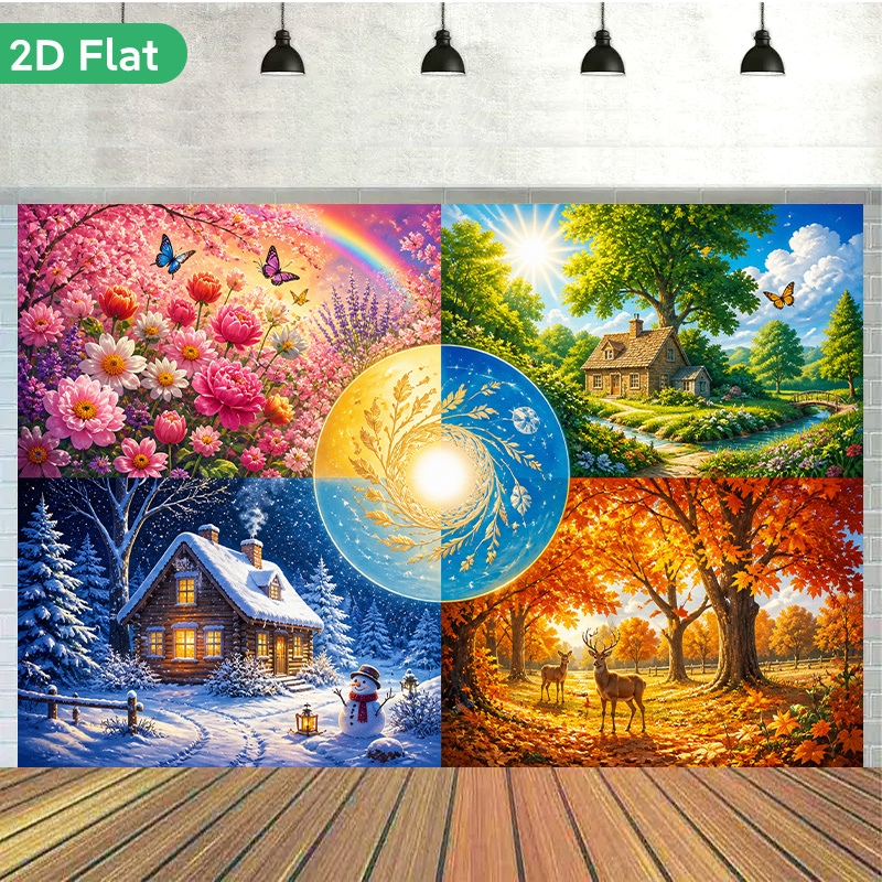 TEMU 2d Flat, 2d Flat - 2d Flat Banner 1pc, Nature, Holiday-themed Banners, Durable Polyester Photographic Hanging Cloth, Suitable For Event