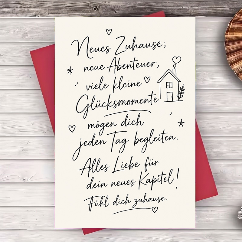 Artikelbild 1 grußkarte und 1 umschlag willkommen im neuen   grußkarte für einweihungsfeier,   an freunde und familie, flache notizkarte für einzug in   neues   und beste wünsche