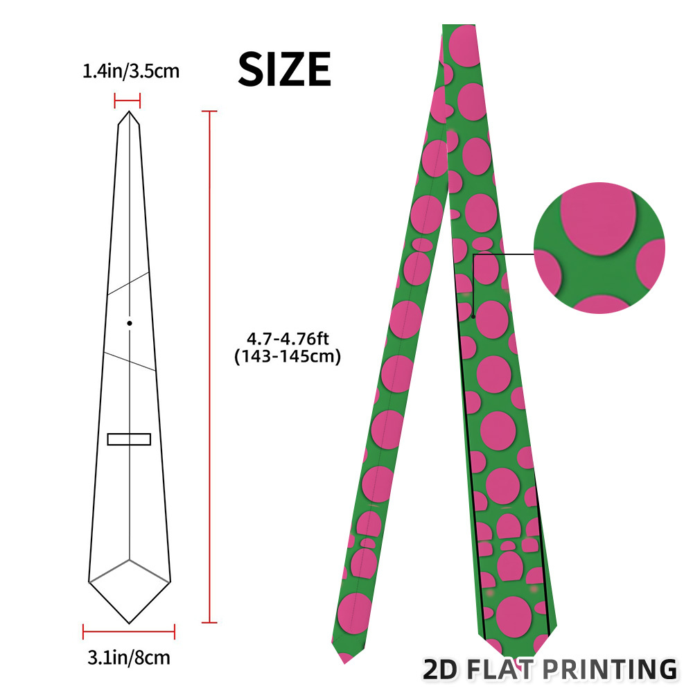 TEMU 1pc Men' Pink Dots On Green Tie - Lightweight Elegant Necktie Suitable For Formal Events, Weddings, Daily Wear | 1200-needle Fabric With Stylish