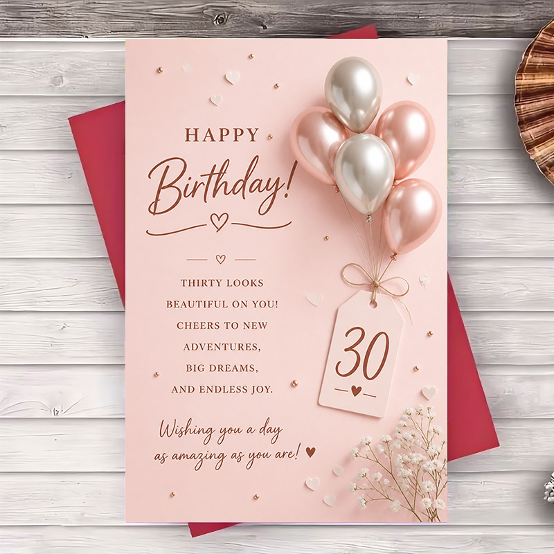 TEMU 1 Greeting Card And 1 Envelope Elegant 30th Birthday Greeting Card For Design Flat Stationery For Celebration Gift