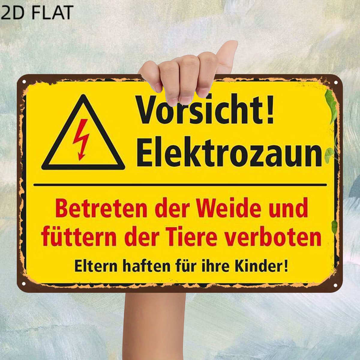 TEMU 2d Flat, 2d Flat,1pc,retrocaution! Electric Fence - Entering The And Feeding Animals Prohibited. Parents Are Responsible For Their Children!