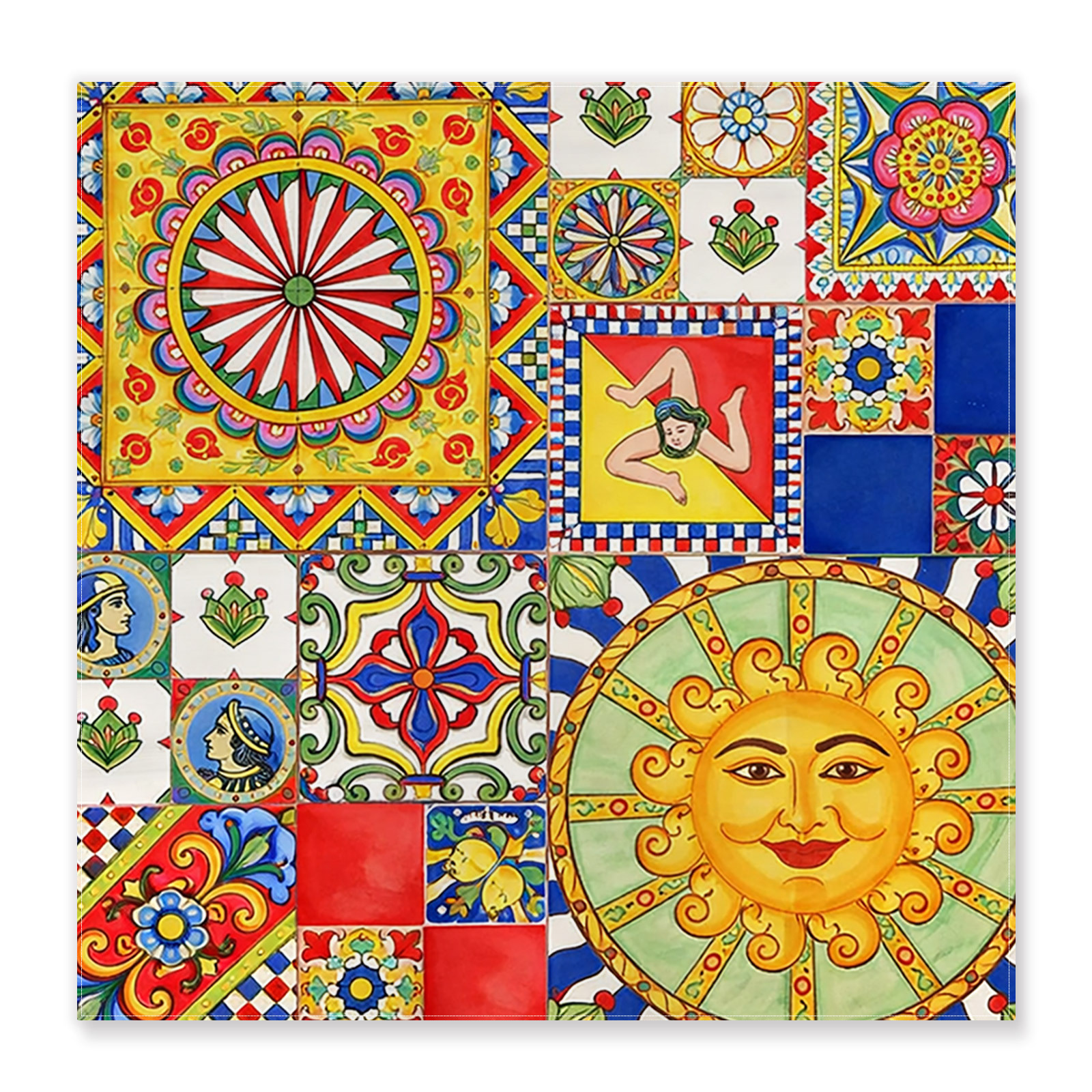 TEMU 2d Flat - 1pc 2d Printed Headscarf, 50x50cm, Retro Mosaic Pattern Square Scarf, Lightweight & Suitable, Vibrant Colorful Fashionable Designs,