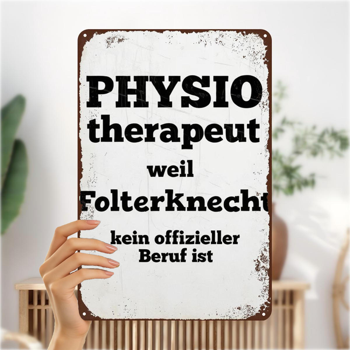 TEMU 2D-Flach, 2D-Flach ., „Physiotherapeut, weil Folterer kein offizieller Beruf ist“ – Vintage-Metallschild-Kunstdekor 8×12 Zoll, 2D-Flach