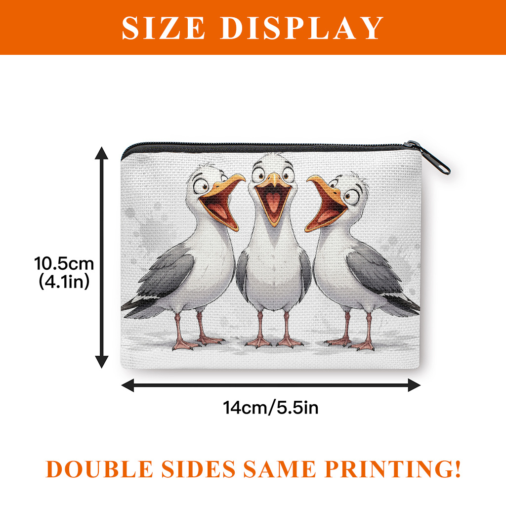 TEMU Coin Purse 1pc, Birds Double-sided Printed Coin Purse, Mini Wallet, Coin Pocket, Makeup Bag, Suitable For And, With Zipper Closure, Lightweight,
