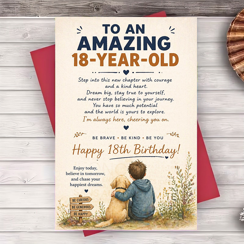 TEMU 1 Greeting Card + 1 Envelope Amazing 18th Birthday Card For Son Friend Grandson Happy And Future Wishes