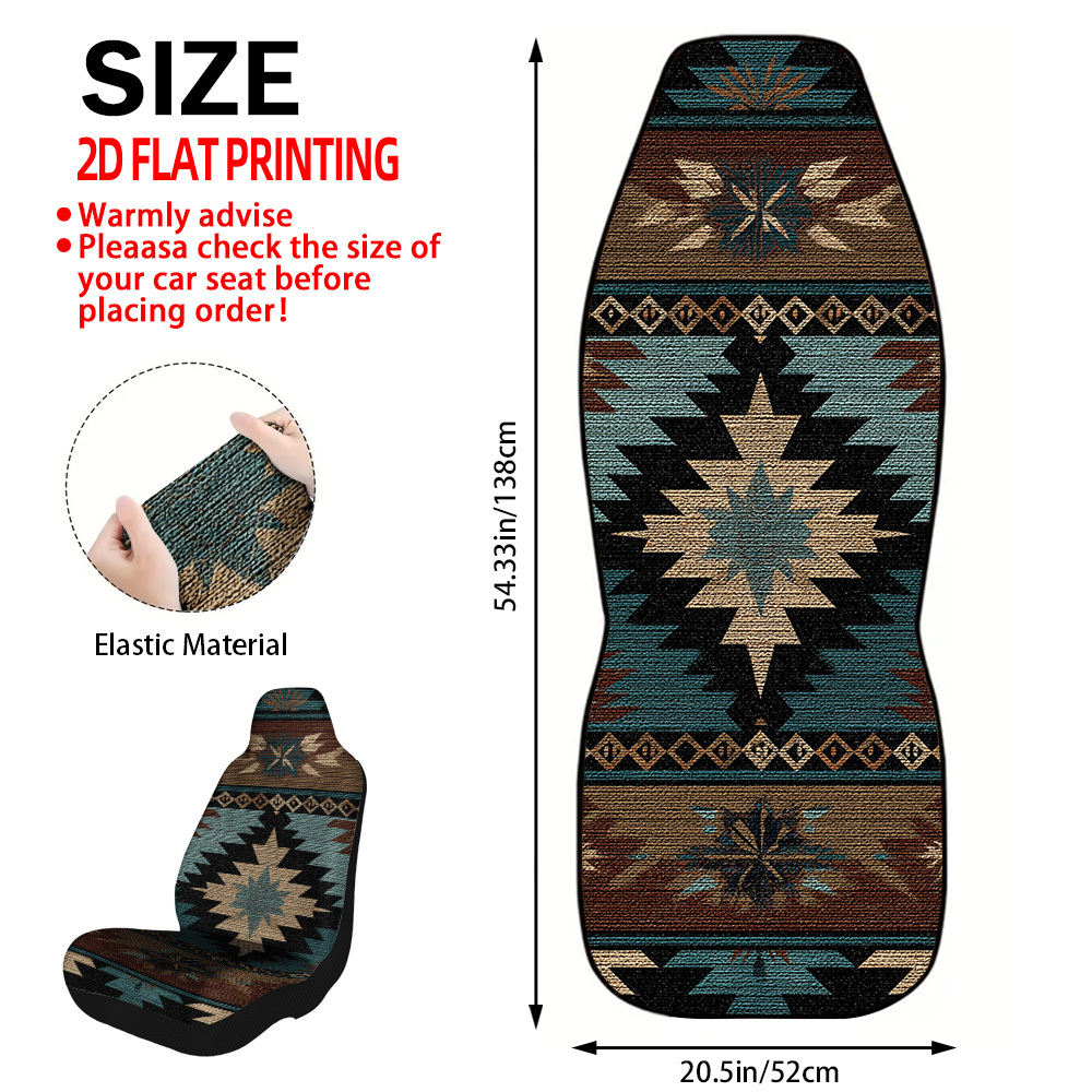 TEMU 2pcs Tribal Geometric Art Car Seat Cover Set – Soft And Comfortable, Fits Front Seats Of Cars And Trucks, Great For Relaxed Driving Use For