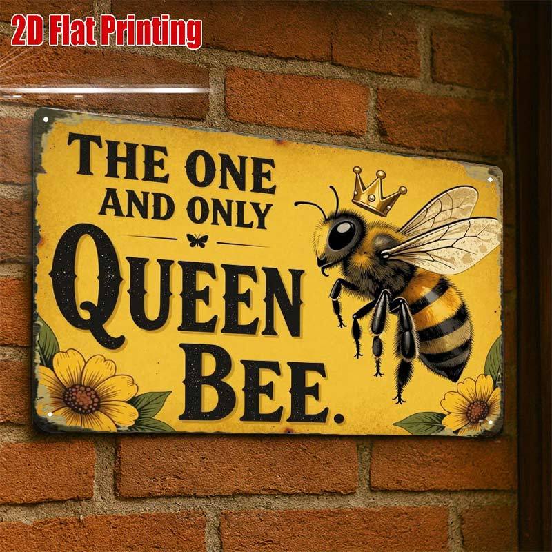 TEMU 2d Flat, 2d-flat,1pc,queen Bee Vintage Metal Sign,creative Tin Sign Garage Decoration, Lettering, Highquality Print, Home Decorators, 2d Flat,