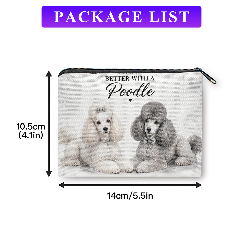 TEMU Poodle Coin Purse Suitable For Keys, & Small Trinkets - Adorable Poodle-themed Portable Wallet With Poodle Print, Compact Organizer For &,