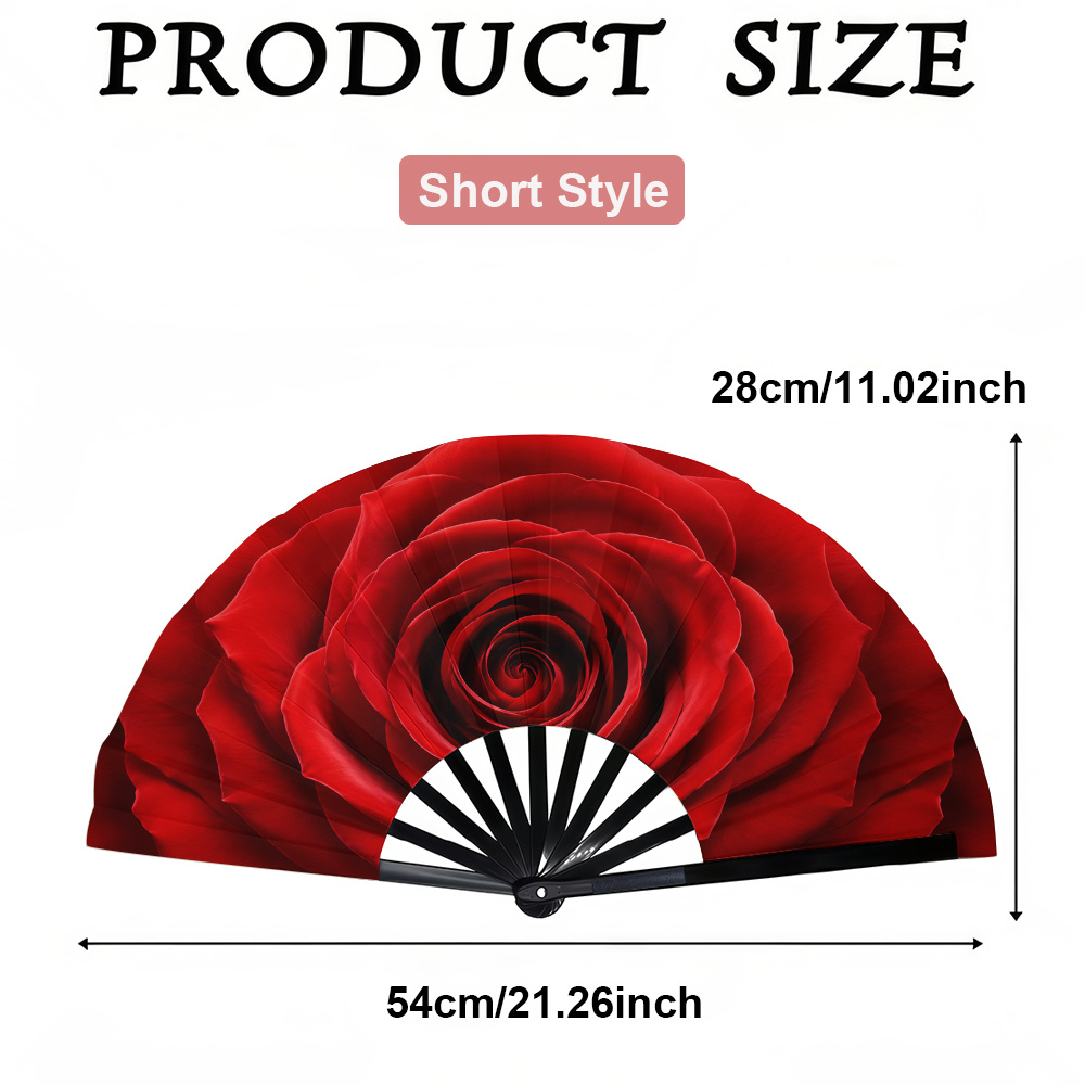 TEMU 1 plegable para mujer, estampado romántico de intensas, plegable de moda, combinación para fiestas y festivales de , diseño portátil, plegable ,