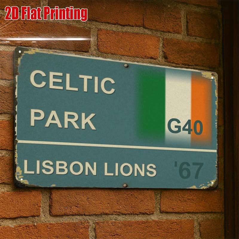 TEMU 2d Flat Celtic Park G40 Lisbon Lion '67' Emblem, Creative Tin Sign Garage Decor, Font, High-quality Printing, Home Decor Perfect For Room