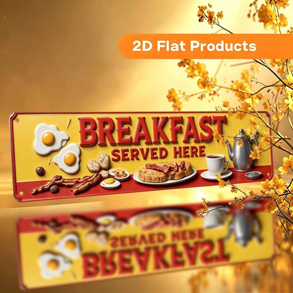 TEMU 2d Flat 1pc Retro Sign "breakfast Here" 15.7x3.9inch Vintage Wall Decor For Kitchen Cafe Diner Bar Farmhouse Garage And Patio Durable English