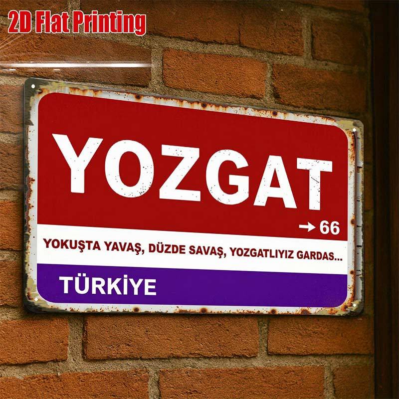 TEMU 2d Flat, 2d-flat,1pc,vintage Yozgat Turkey Metal Sign Decor,creative Tin Sign Garage Decoration, Lettering, Highquality Print, Home Decorators,