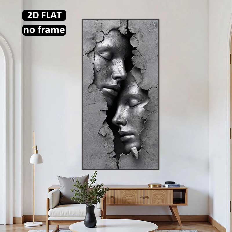 item picture 2d flat 1pc large modern abstract cracked concrete face frameless canvas suitable for living room bedroom office decor minimalist concrete texture mural   for   2d flat