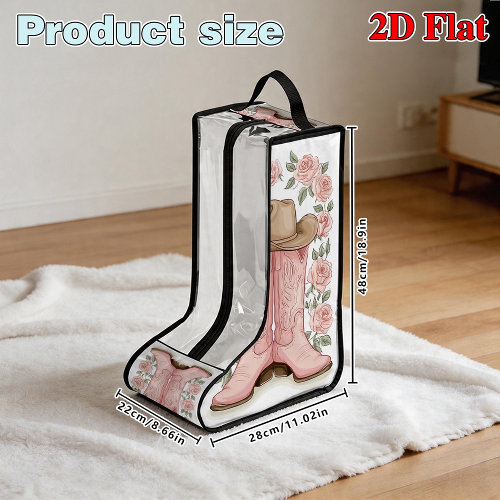 TEMU 1pc Cowgirl Boots & Roses Shoe Protector Cover With Top Handle - Suitable For Flat Shoes, Ankle Boots, Over-the-knee Boots, Sneakers | Wedding
